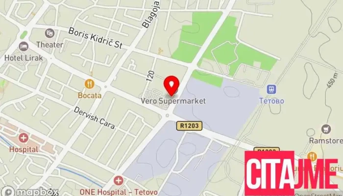 мапа на Веро и Џамбо Супермаркет во Тетово