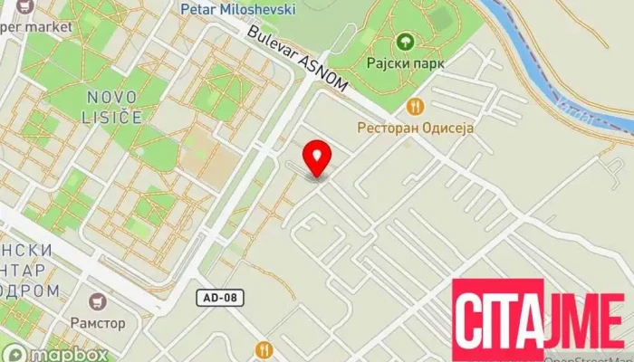 мапа на Vip Posta Пошта во Скопје