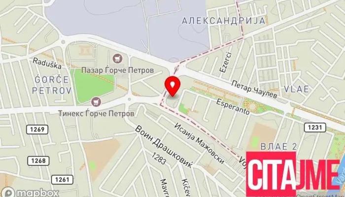 мапа на Зегин - Порта Влае Аптека во Скопје