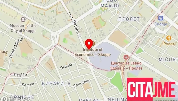 мапа на Зегин Аптека Монопол Аптека во Скопје
