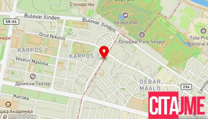 мапа на Zegin Ruzveltova Аптека во Скопје