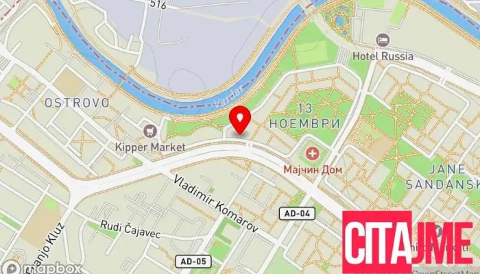 мапа на Зегин Три Бисери Аптека во Скопје