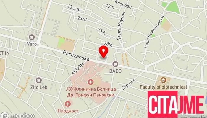 мапа на Зегин Аптека во Битола